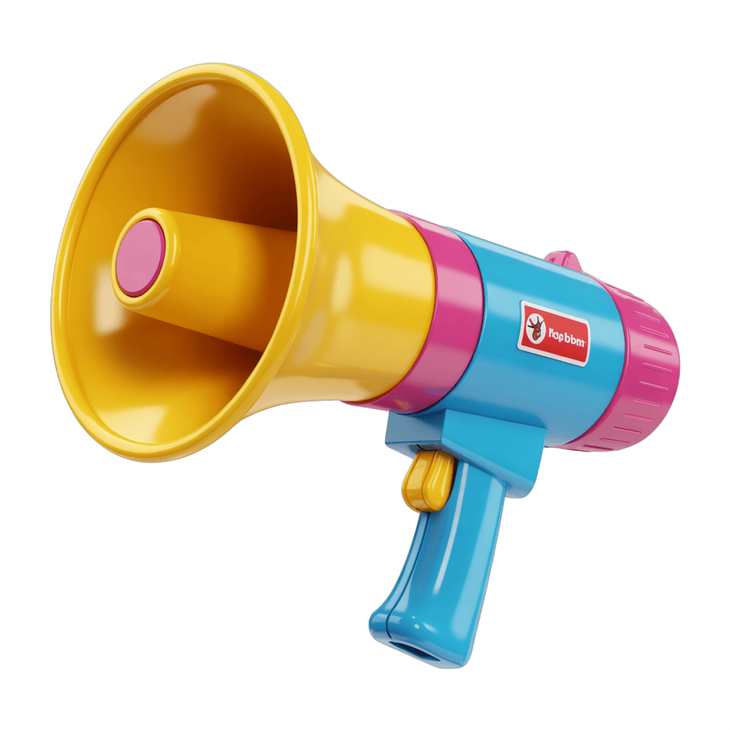 Colorful cartoon megaphone clipart for presentations and announcements PNG - transparent background