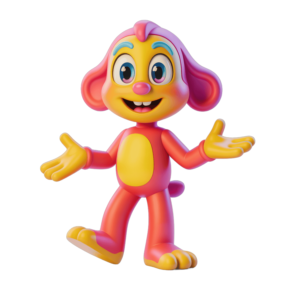 Colorful cartoon monkey character waving arms for kids illustrations PNG - transparent background