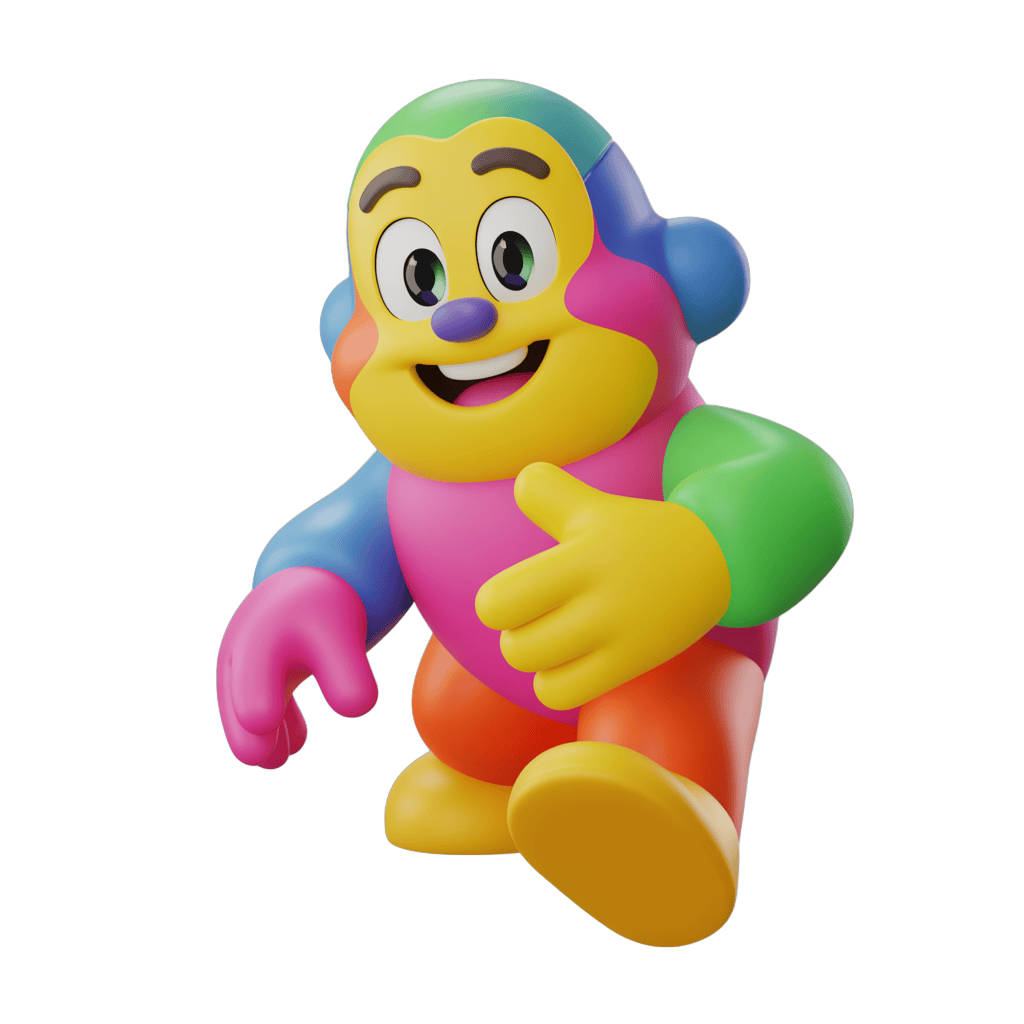 Colorful cartoon monkey character waving cheerfully for children illustrations PNG - transparent background