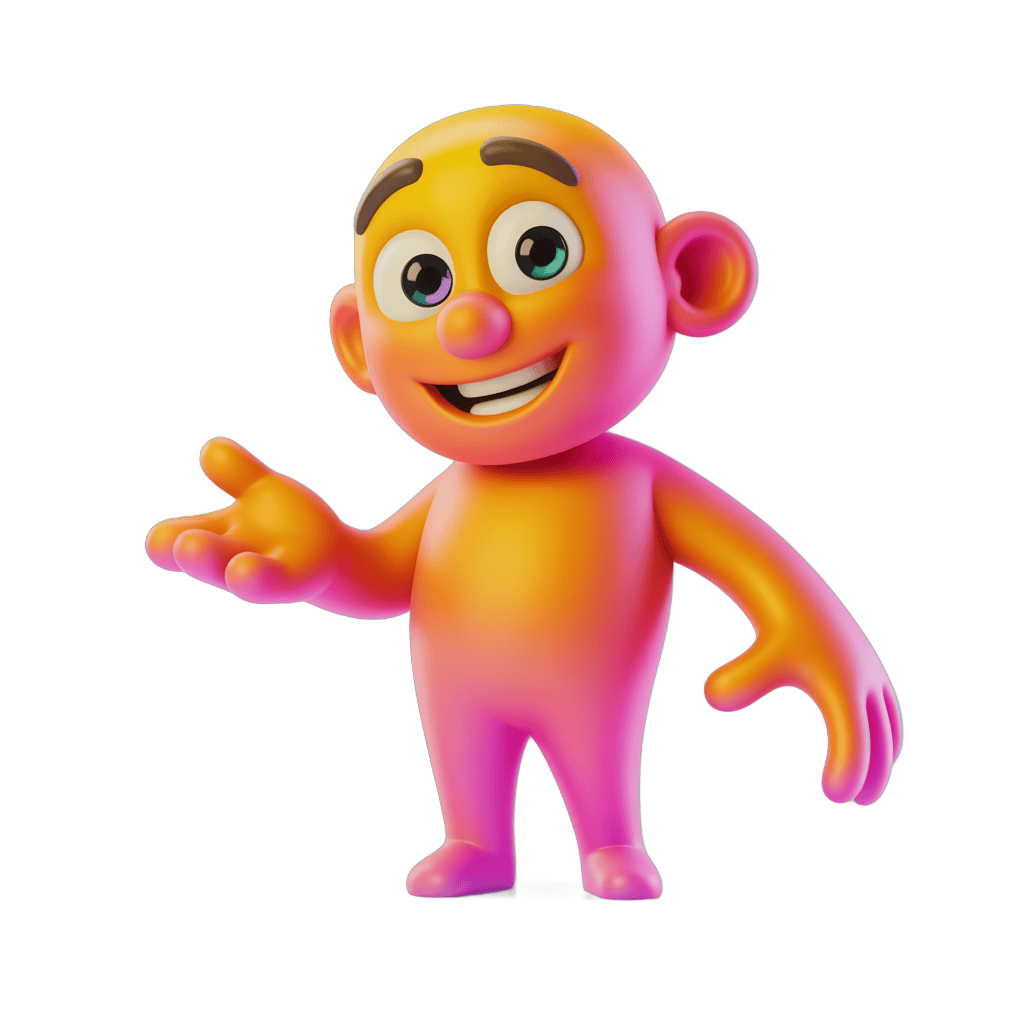 Colorful cartoon monkey character waving for cheerful illustrations and designs PNG - transparent background
