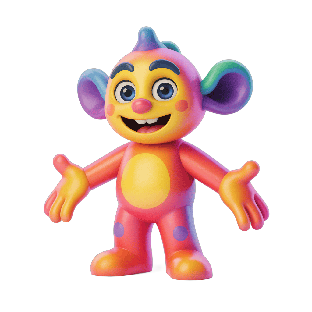 Colorful cartoon monkey character with arms outstretched for cheerful illustrations PNG - transparent background