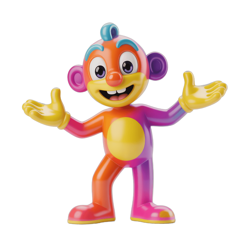 Colorful cartoon monkey character with arms outstretched for cheerful illustrations PNG - transparent background
