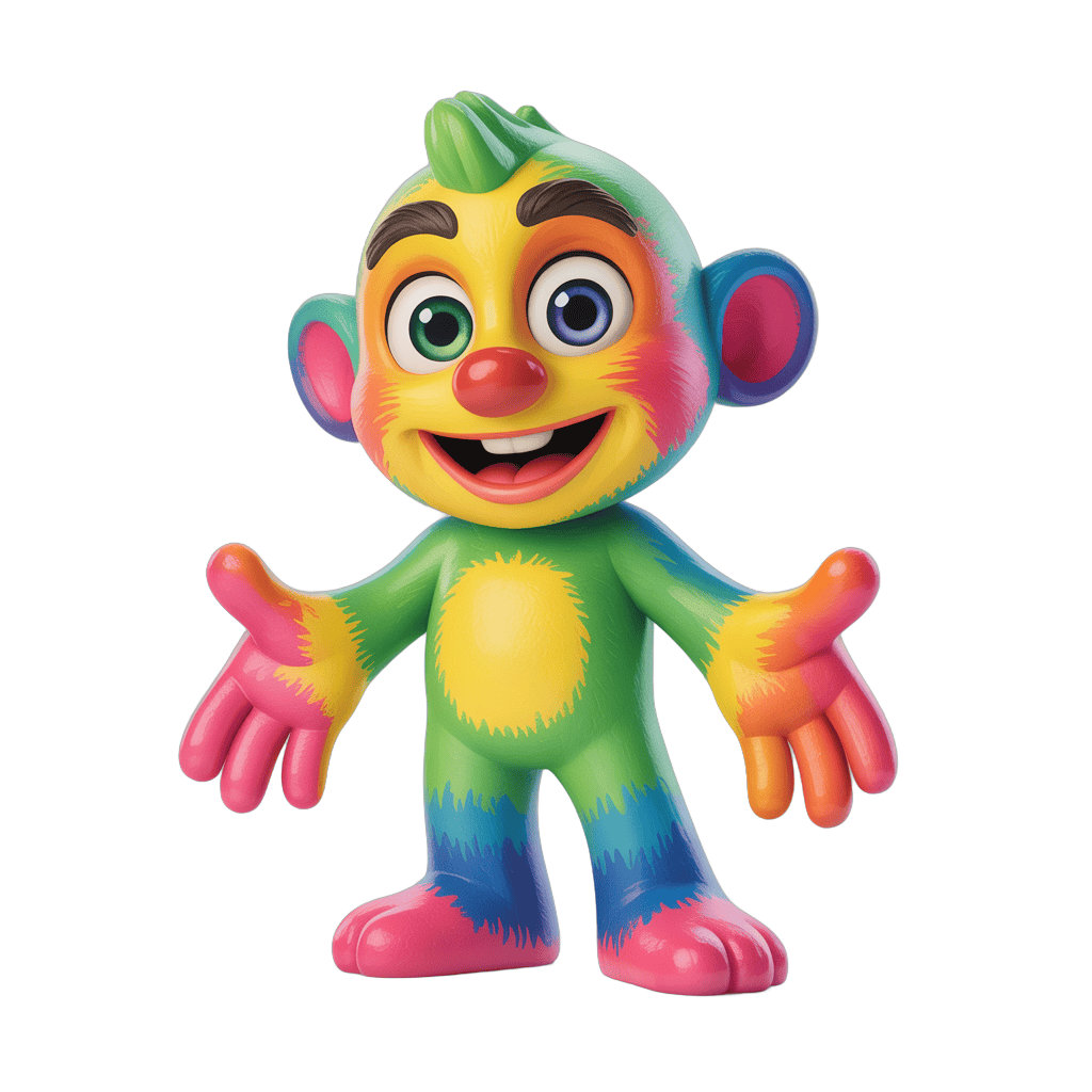 Colorful cartoon monkey character with arms outstretched for cheerful illustrations and designs PNG - transparent background