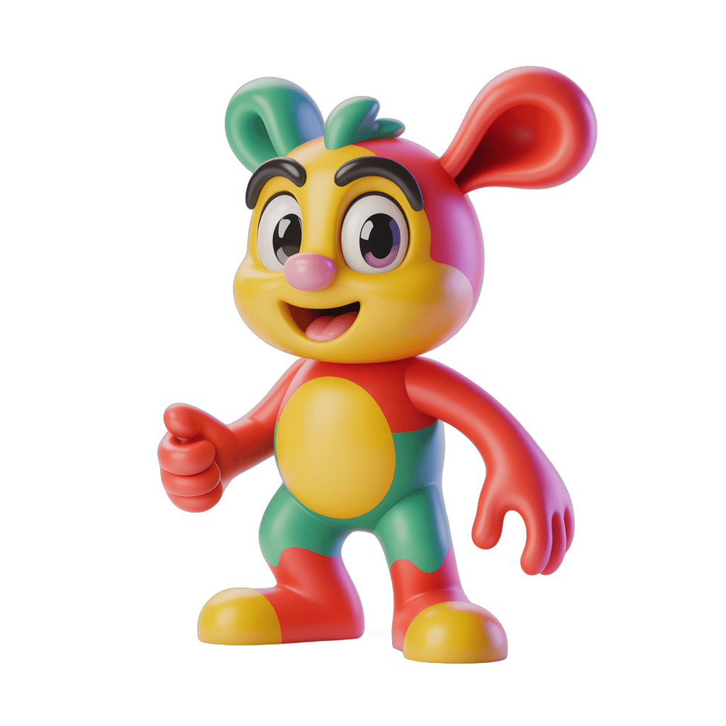 Colorful cartoon rabbit character waving for children's illustrations and animations PNG - transparent background