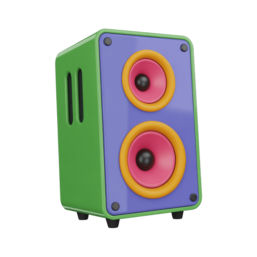 Colorful cartoon speaker clipart for kids educational materials and social media graphics PNG - transparent background
