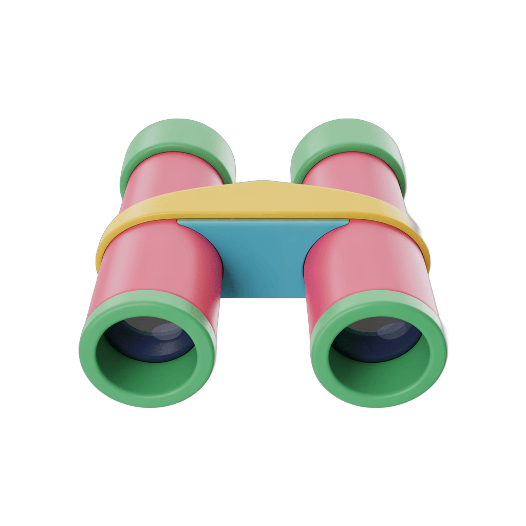 Colorful children's binoculars clipart for educational and outdoor activity illustrations PNG - transparent background