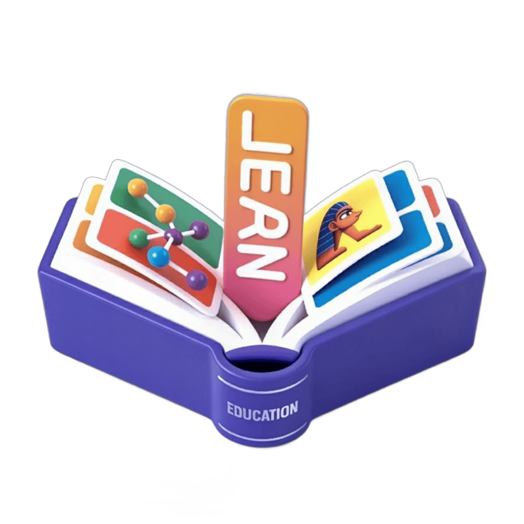 Colorful educational book with learn flashcards for children learning activities PNG - transparent background