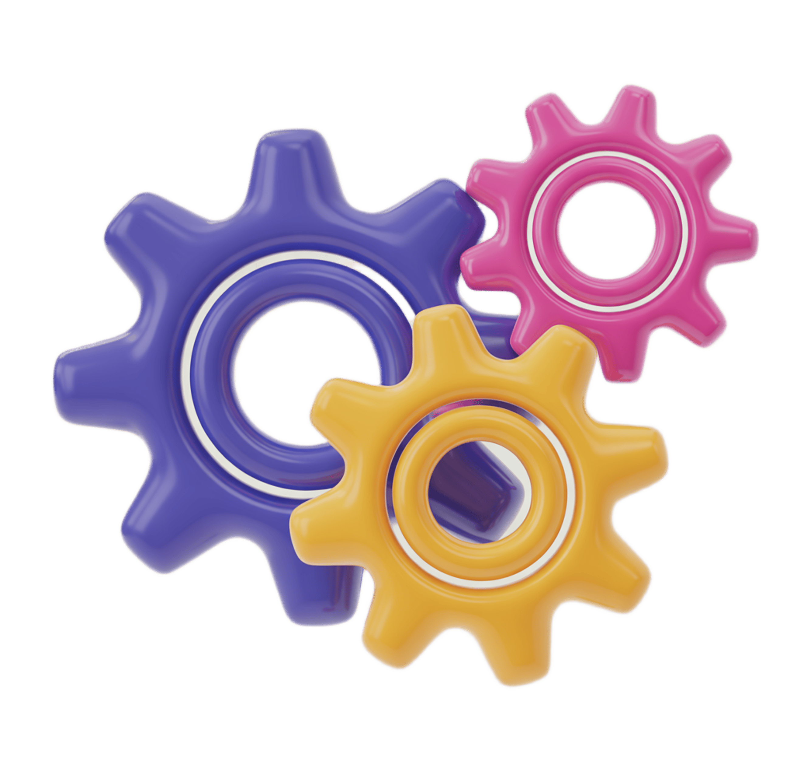 Colorful interlocking gears graphic element for business presentations and marketing materials PNG - transparent background