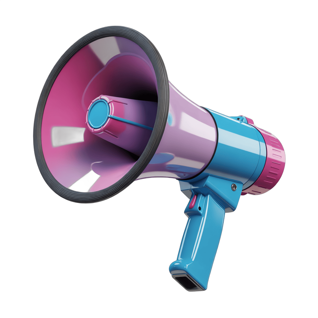 Colorful isolated megaphone clipart for presentations and event announcements PNG - transparent background