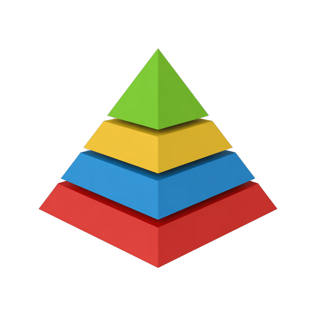 Colorful layered pyramid clipart for presentations business reports and marketing materials PNG - transparent background