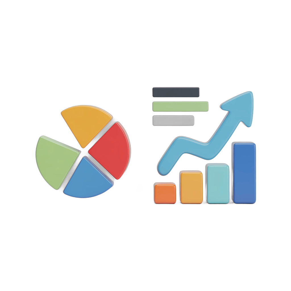 Colorful pie chart and bar graph icons set for business presentations and data visualization reports PNG - transparent background