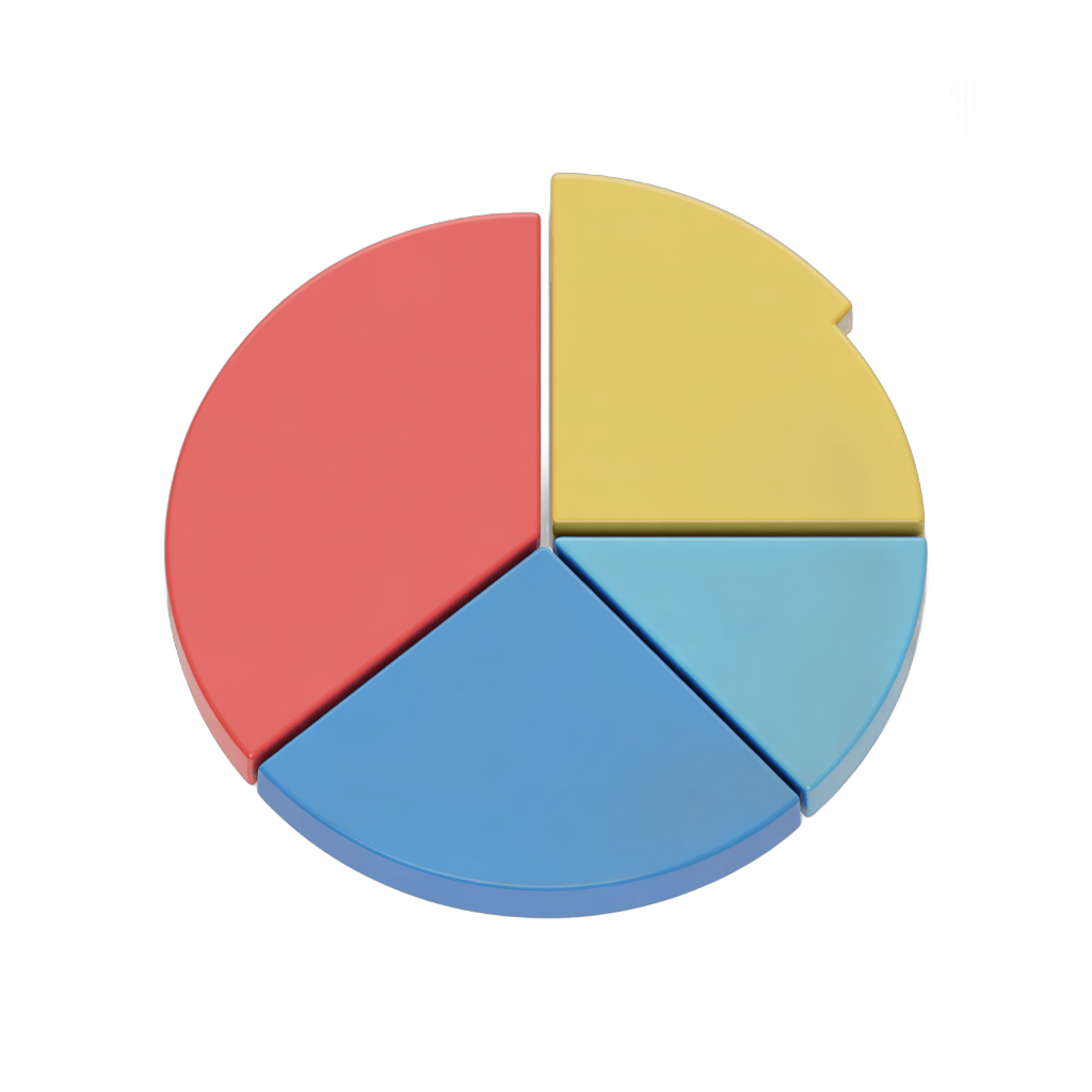 Colorful pie chart graphic element for business presentations and reports PNG - transparent background