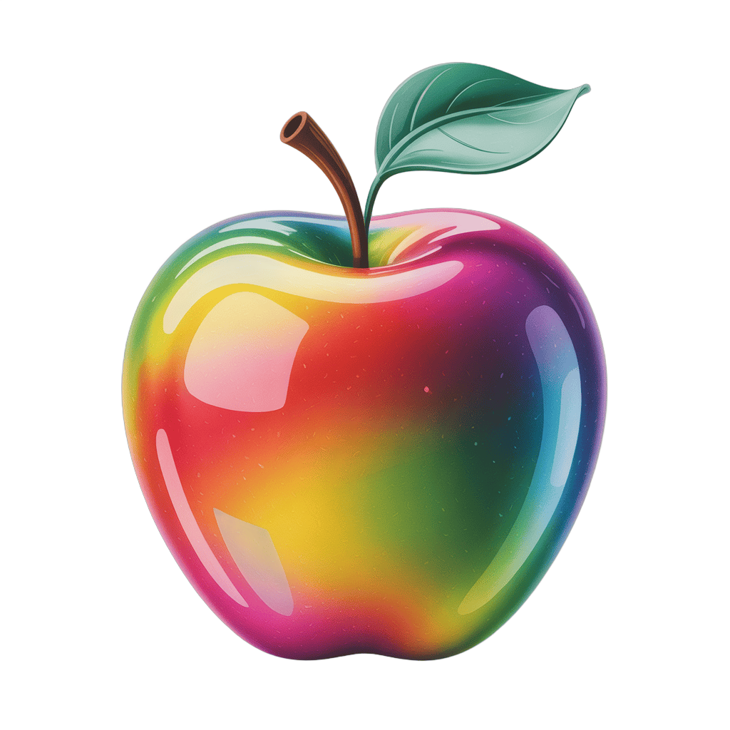 Colorful rainbow apple illustration for branding and creative design projects PNG - transparent background