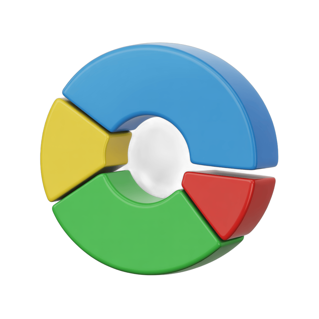 Colorful segmented pie chart graphic element for business presentations and reports PNG - transparent background