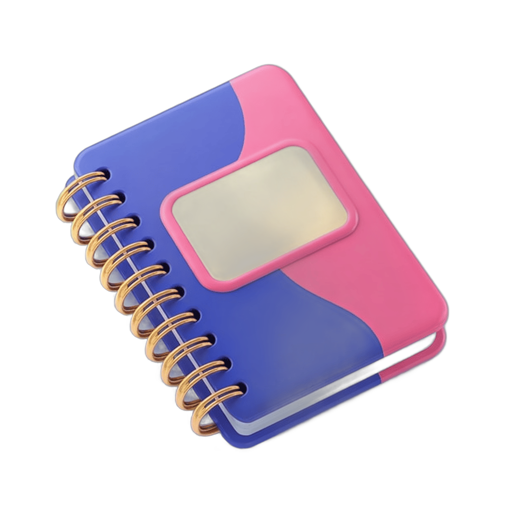 Colorful spiral bound notebook with blank cover for planners and stationery designs PNG - transparent background