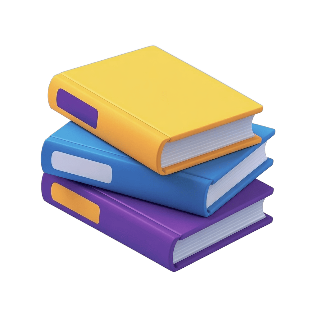 Colorful stack of books clipart for education and learning materials design PNG - transparent background