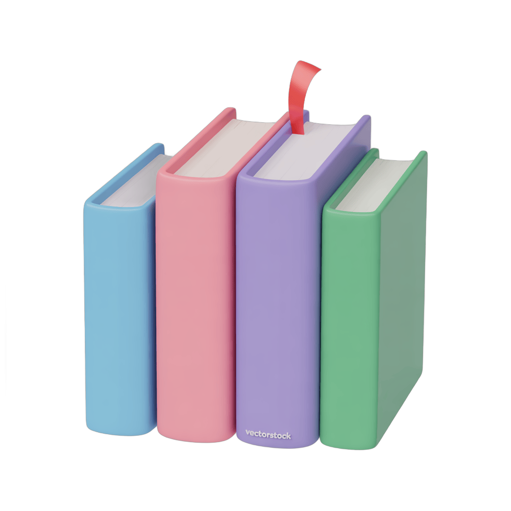 Colorful stack of books with ribbon bookmark for educational and office presentations PNG - transparent background