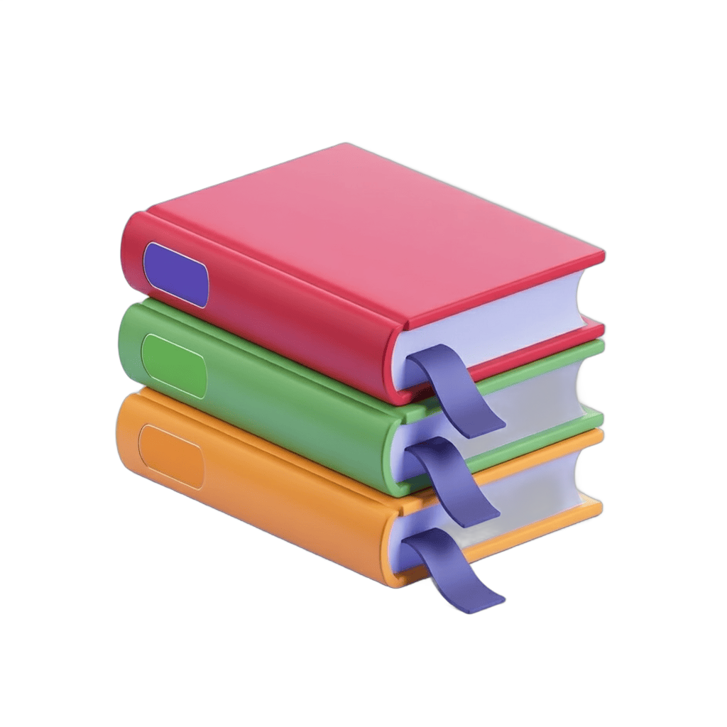 Colorful stack of books with ribbons for educational presentations and digital designs PNG - transparent background