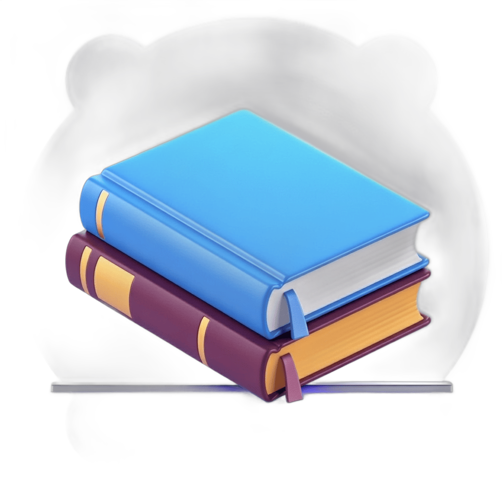 Colorful stack of three books with cloud background for educational and creative projects PNG - transparent background