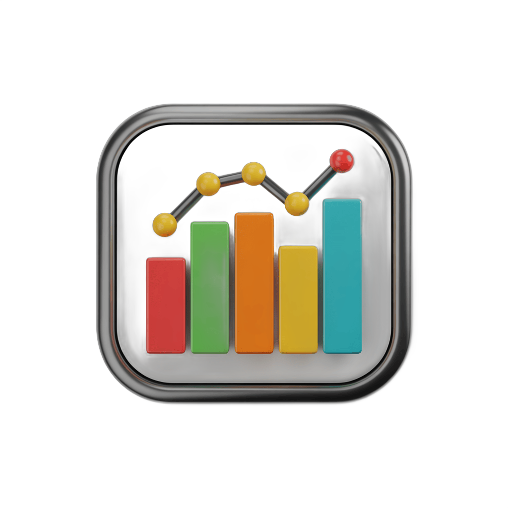 Colorful upward bar chart with growth line icon for business success and analytics presentation PNG - transparent background