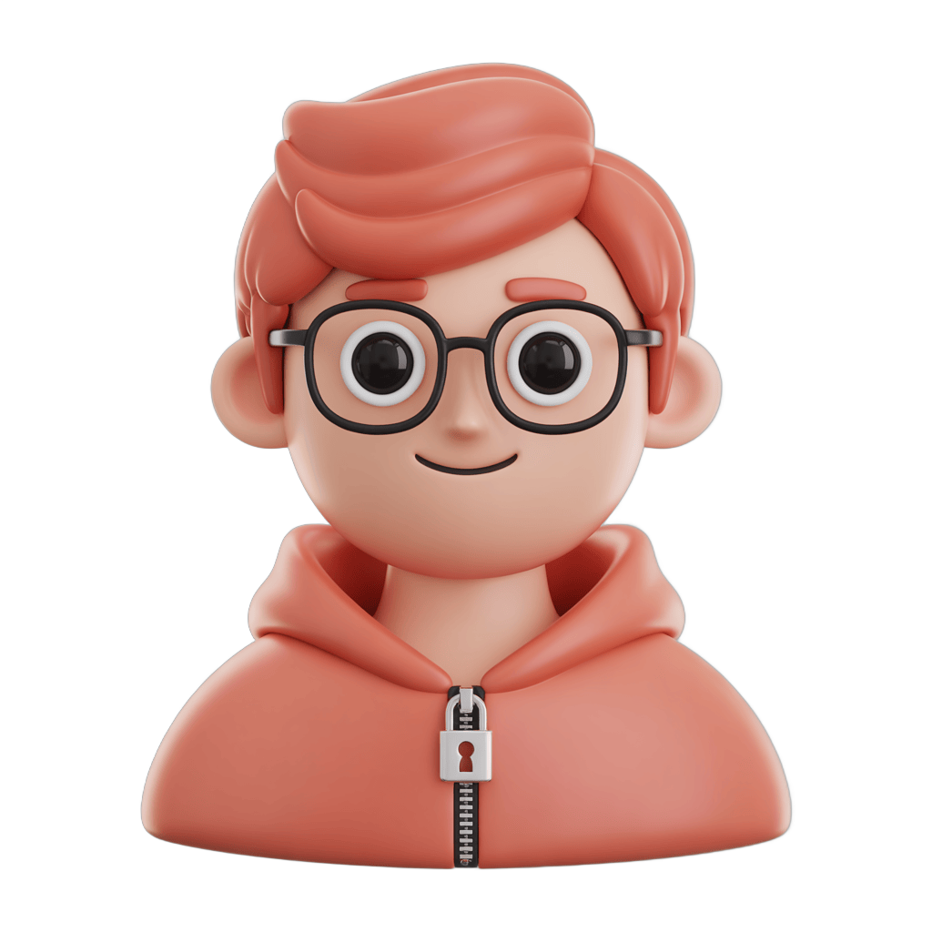 Cute cartoon boy with glasses and zip-up hoodie for children's education and branding materials PNG - transparent background