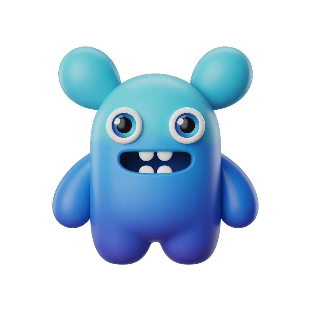 Cute cartoon monster character with big eyes and ears for children's illustrations and educational materials PNG - transparent background