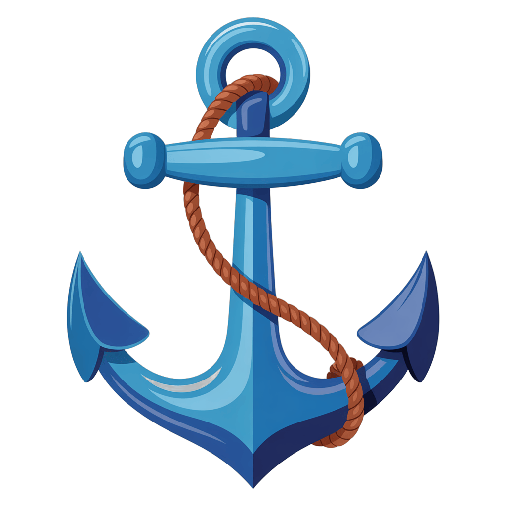 Decorative nautical anchor graphic element for maritime branding and travel promotions PNG - transparent background