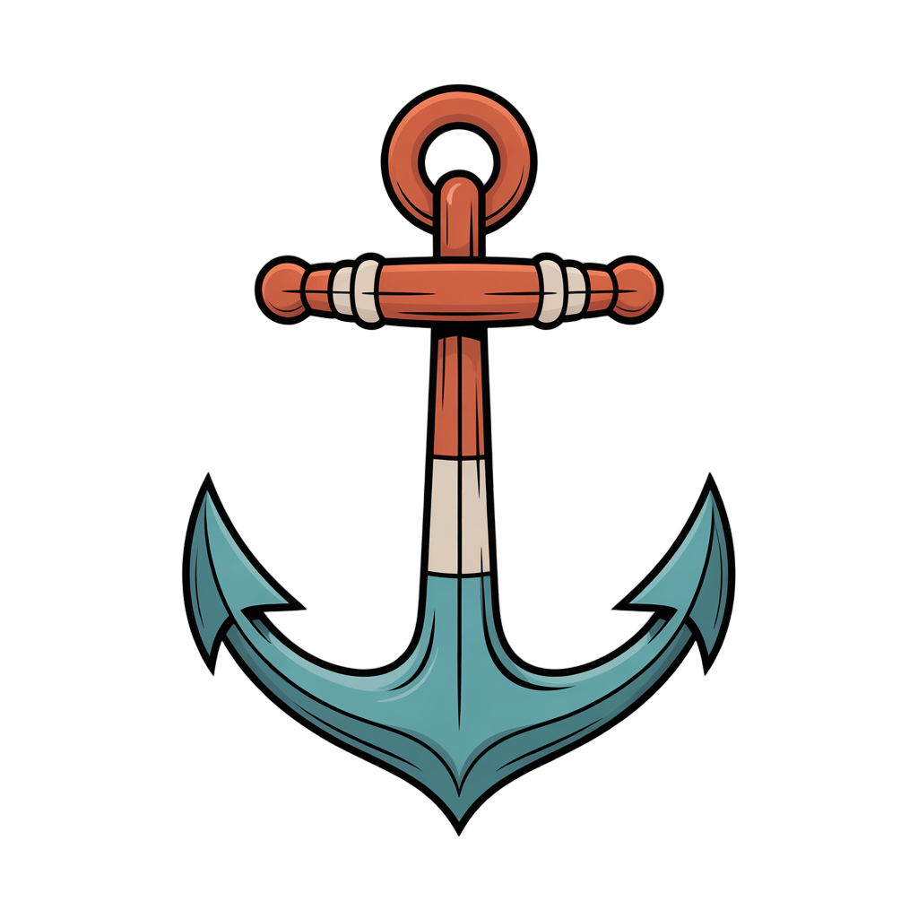 Decorative nautical anchor graphic element for maritime branding and travel promotions PNG - transparent background
