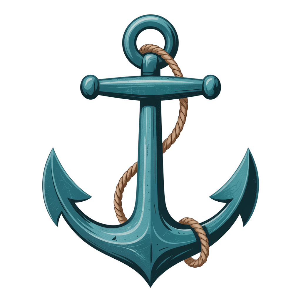 Detailed 3d cartoon anchor illustration for nautical themes travel and maritime branding PNG - transparent background