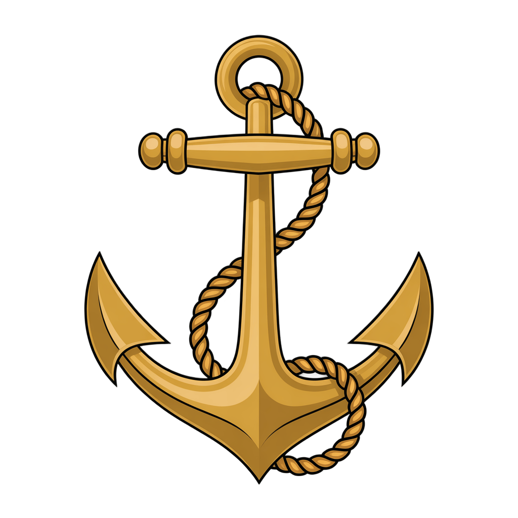 Detailed cartoon anchor graphic element isolated on transparent background for nautical themes PNG - transparent background