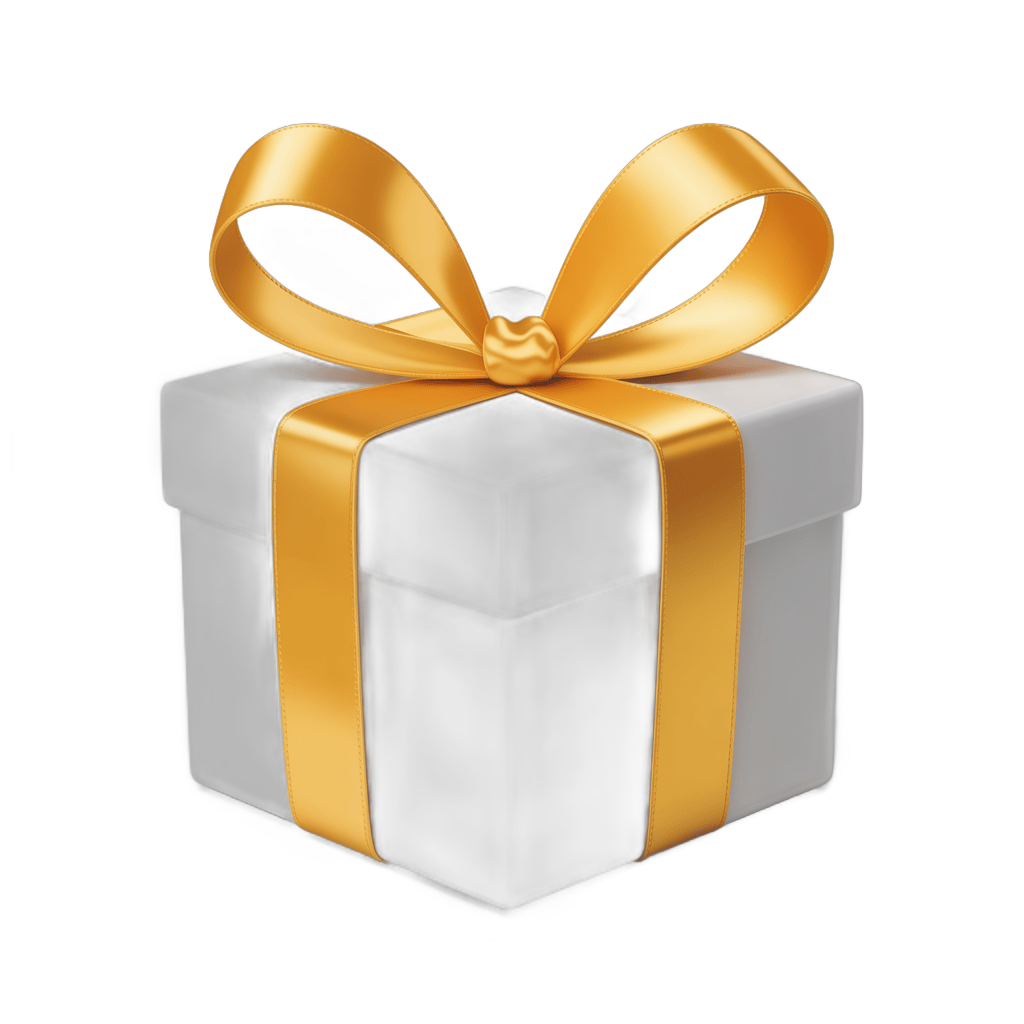 Elegant gift box with golden ribbon for holiday presents and corporate gifting PNG - transparent background