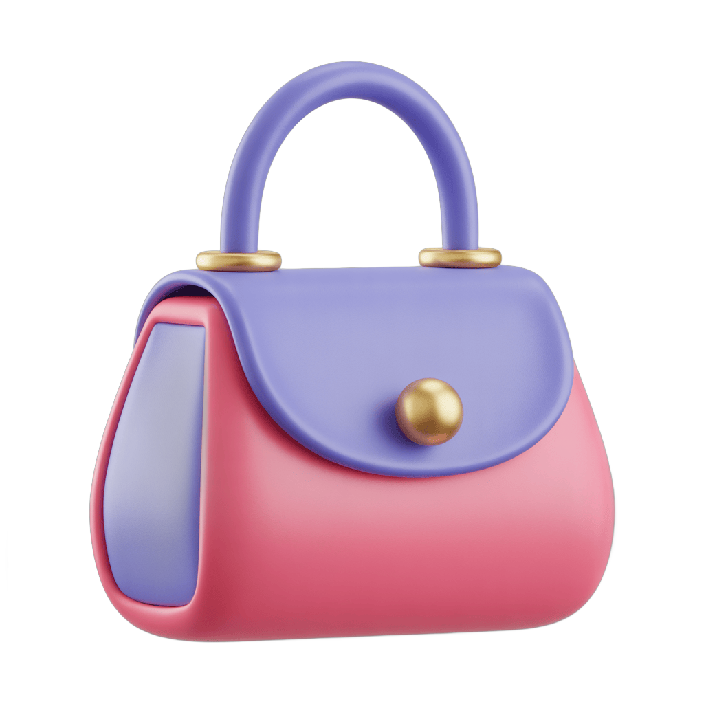 Elegant pink and purple handbag clipart for fashion design and branding projects PNG - transparent background