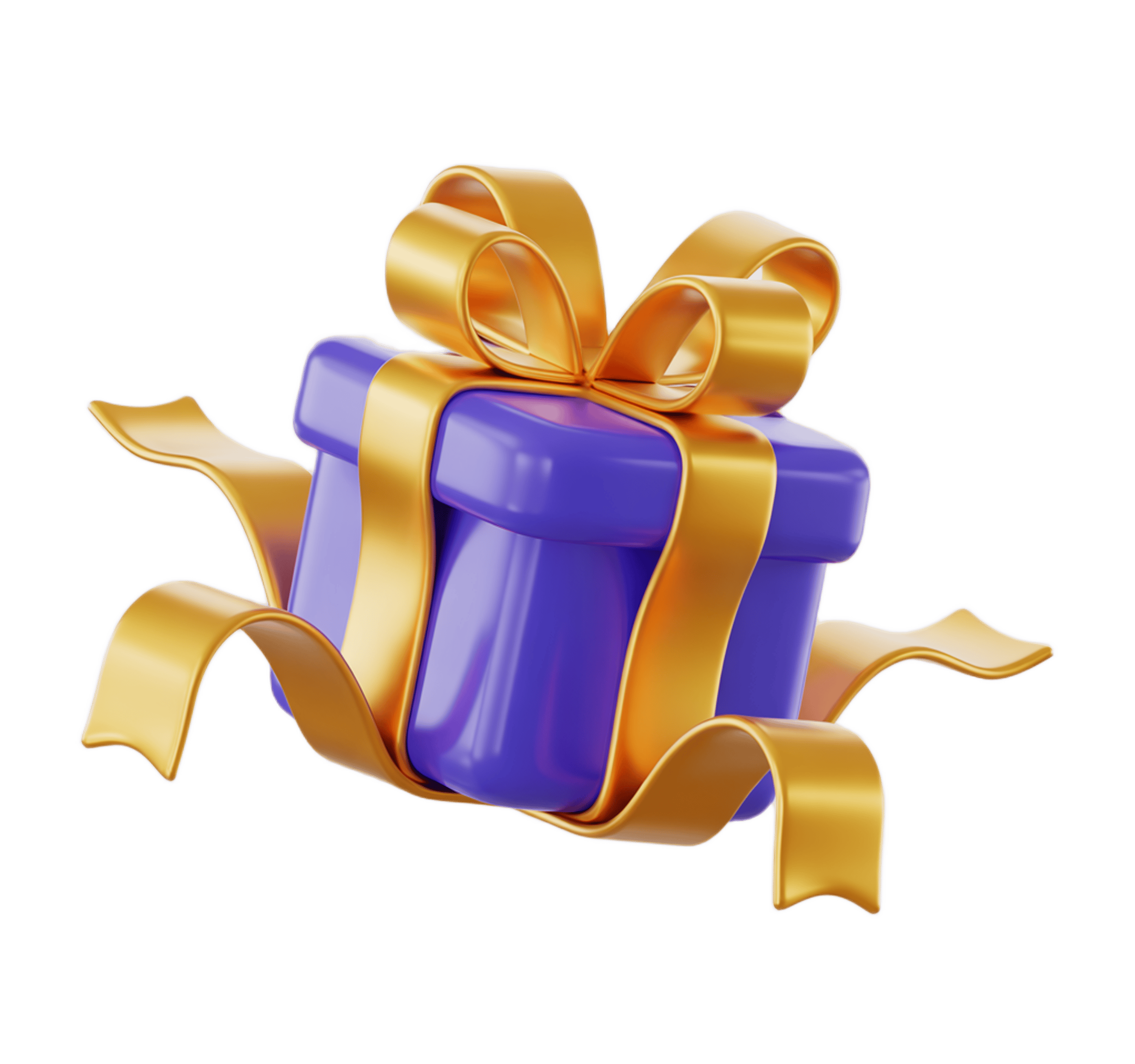 Elegant purple gift box with golden ribbon for holiday presents and celebrations PNG - transparent background