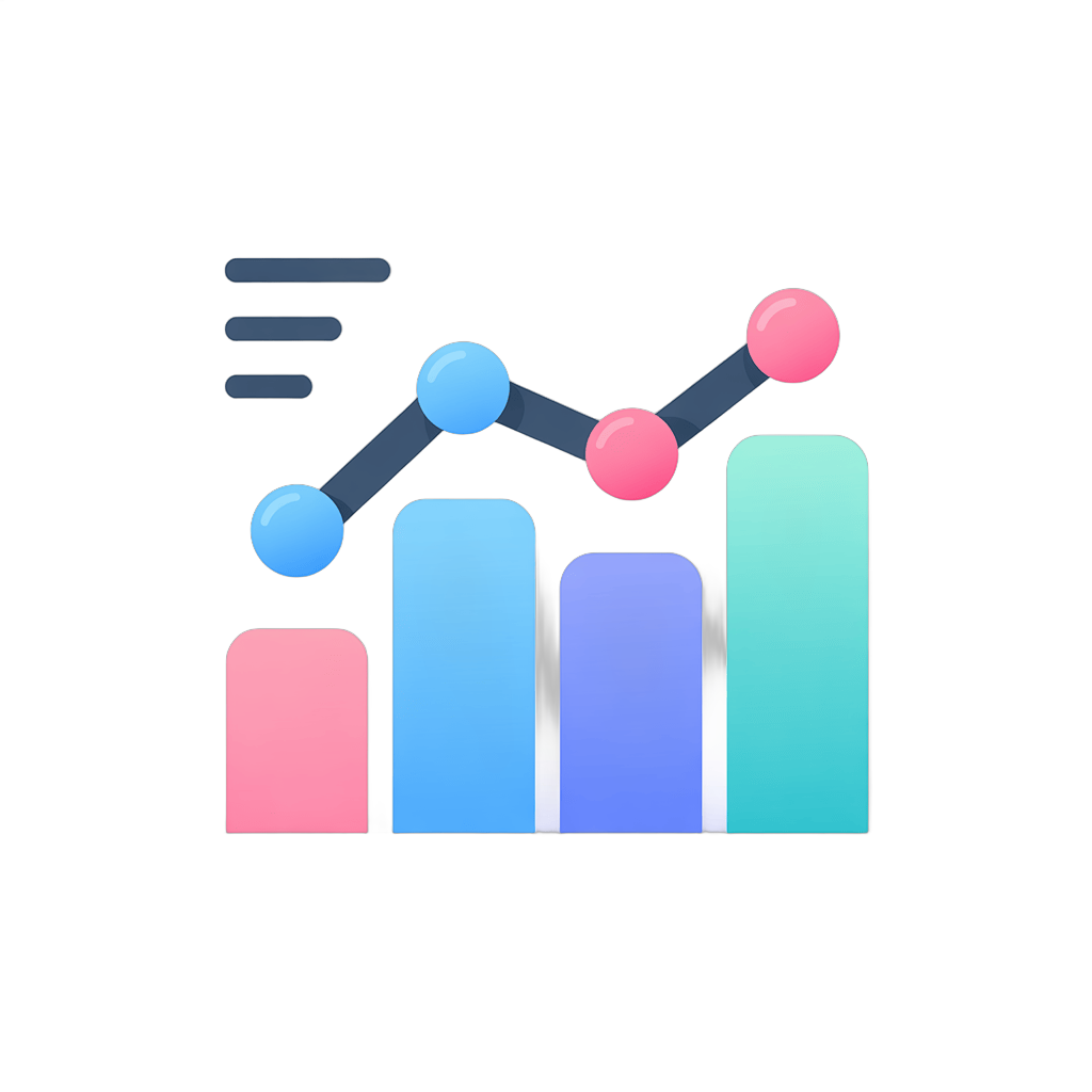 Flat design growth chart with upward trend and colorful bar graph for business presentations and reports PNG - transparent background