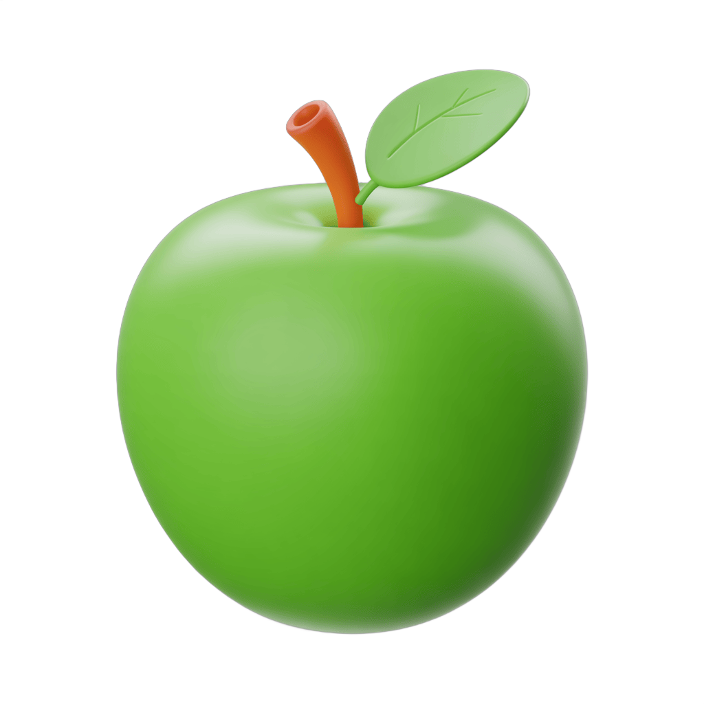 Fresh green apple clipart isolated on transparent background for food blogs marketing PNG - transparent background