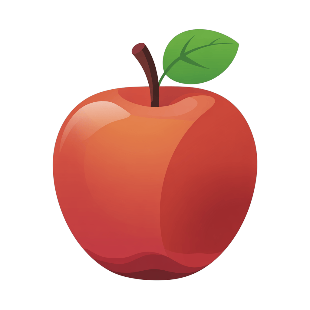 Fresh red apple with green leaf isolated clipart for food graphics and marketing designs PNG - transparent background