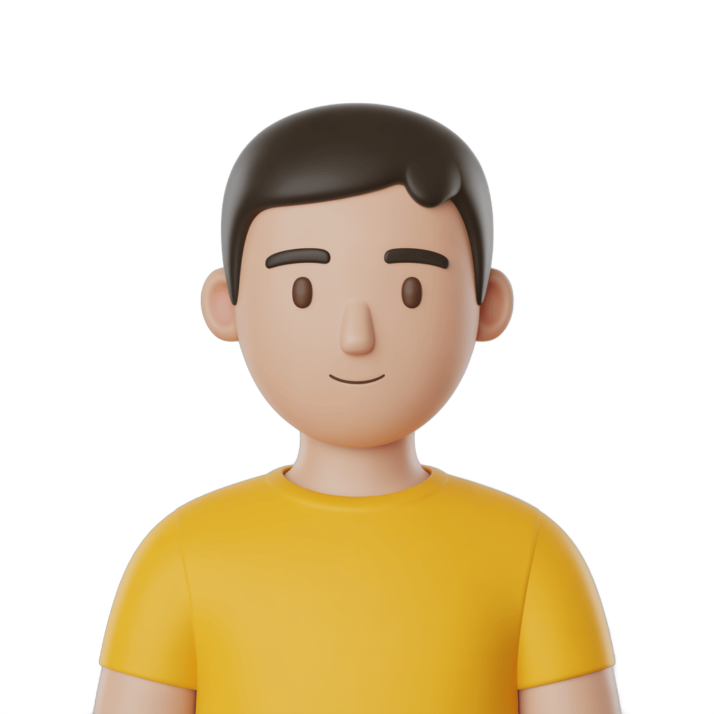 Friendly cartoon character smiling in yellow t-shirt isolated transparent background clipart PNG - transparent background