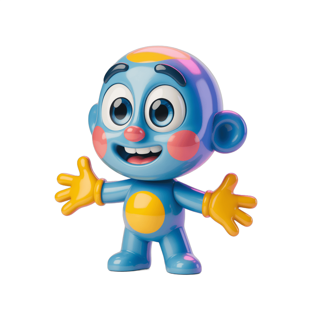Friendly cartoon character with arms outstretched for cheerful greeting designs PNG - transparent background