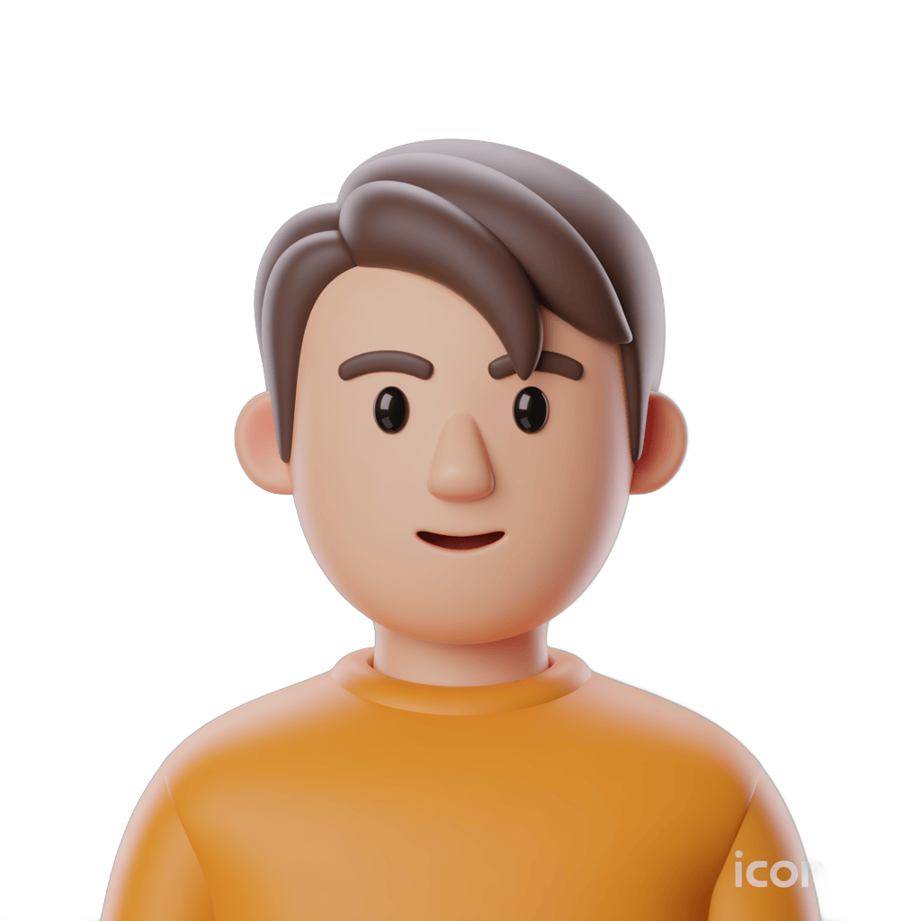 Friendly cartoon man with short hair smiling for digital illustrations and presentations PNG - transparent background