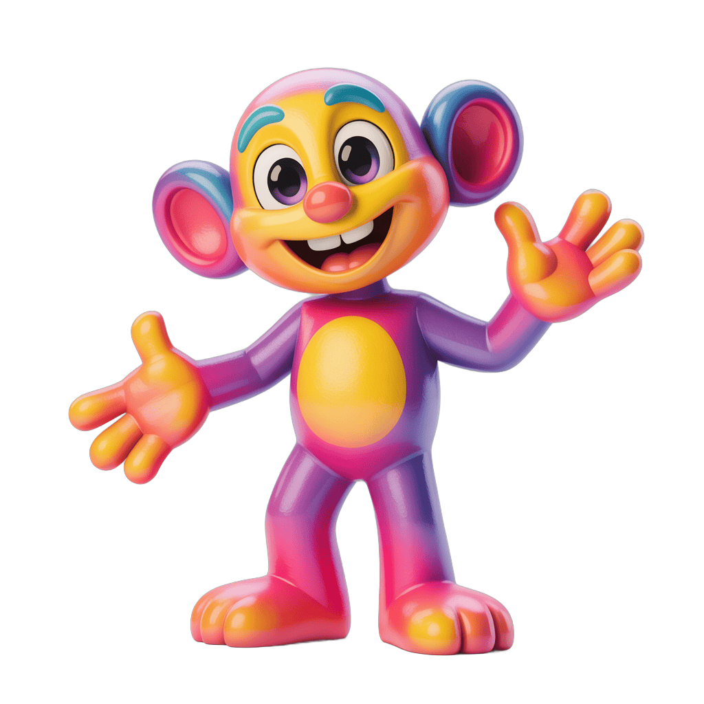 Friendly cartoon monkey character waving cheerfully for children's illustrations and animations PNG - transparent background