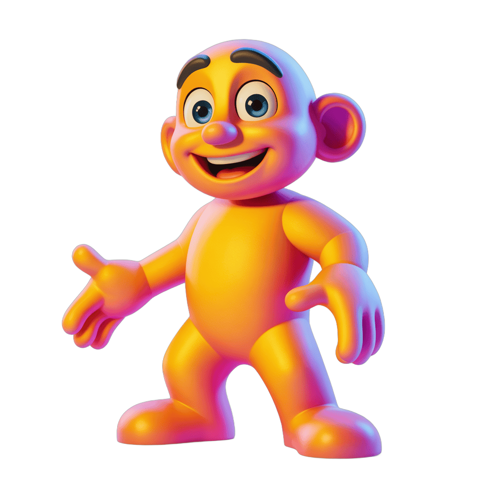 Friendly cartoon monkey character waving in cheerful 3d style PNG - transparent background