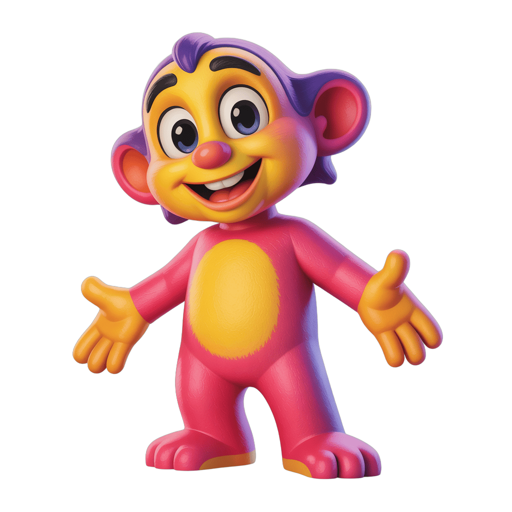 Friendly cartoon monkey character with arms outstretched for cheerful greeting design PNG - transparent background
