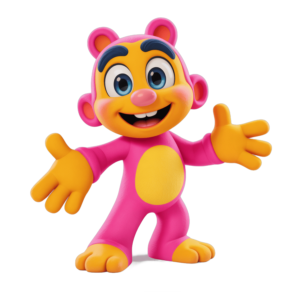 Friendly cartoon monkey character with arms outstretched for cheerful illustrations PNG - transparent background
