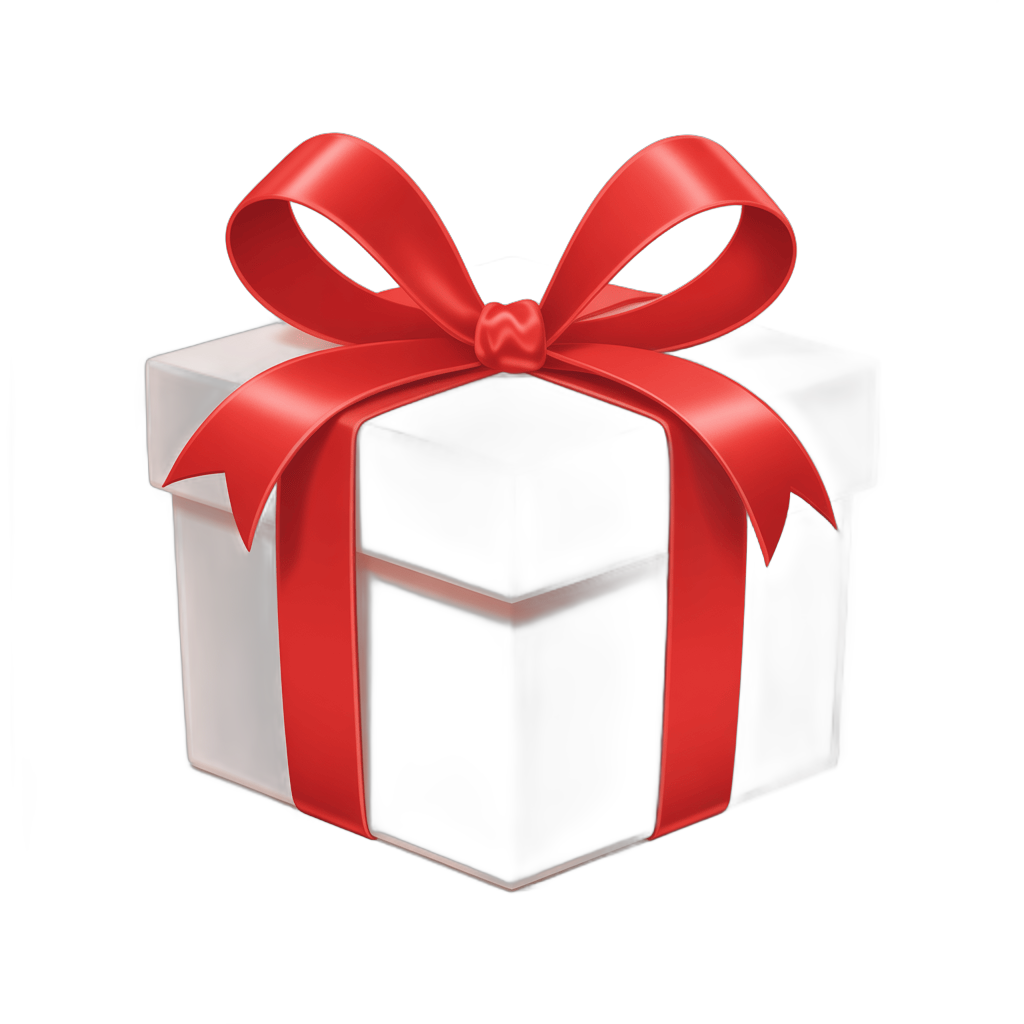 Gift box with red satin ribbon for holiday presents and special occasions celebration PNG - transparent background