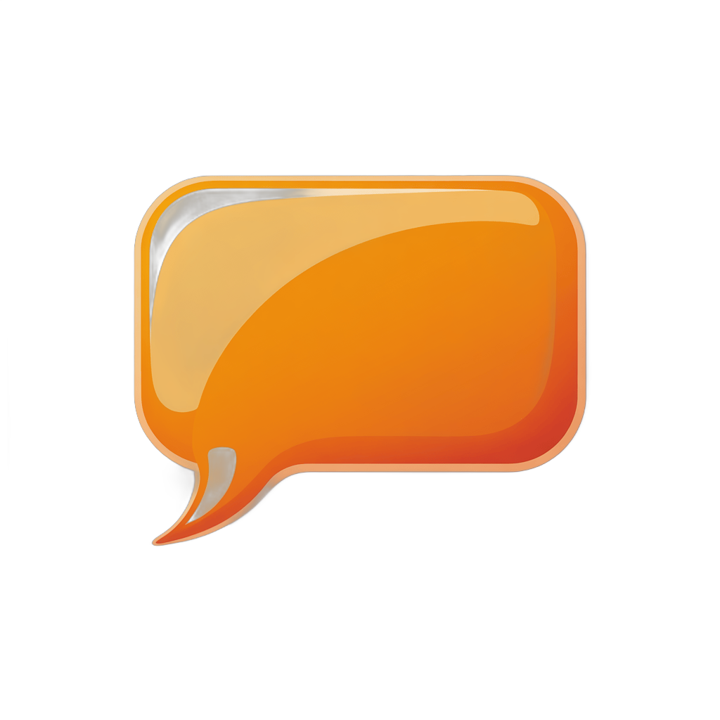 Glossy orange speech bubble graphic element for presentations and social media designs PNG - transparent background