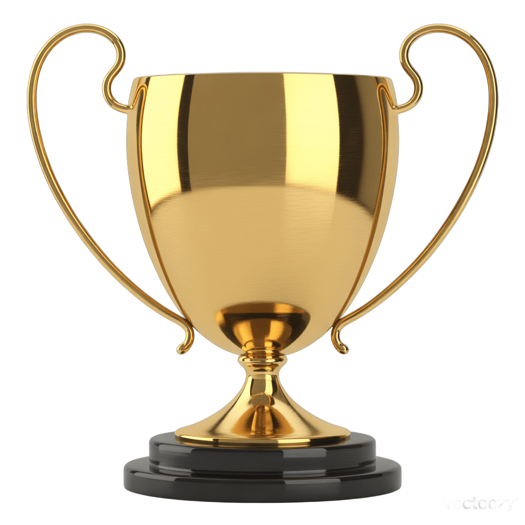 Gold trophy cup award icon for achievement success celebration event clipart PNG - transparent background