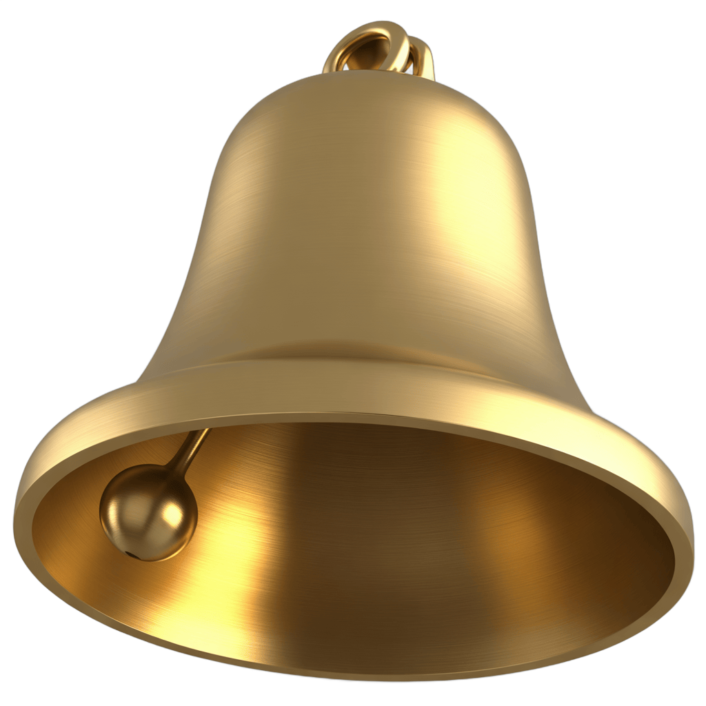 Golden bell notification icon isolated transparent background clipart graphic element PNG - transparent background