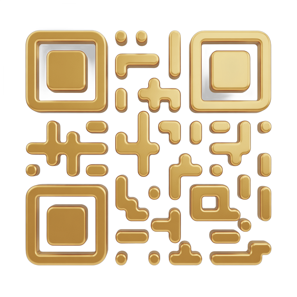 Golden QR code graphic element for modern marketing and digital presentation designs PNG - transparent background