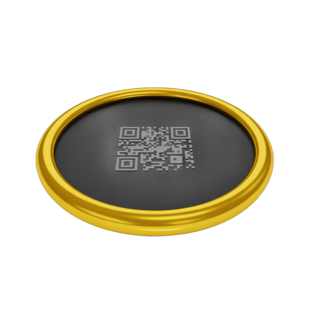 Golden round qr code graphic element for digital marketing and mobile app promotion PNG - transparent background