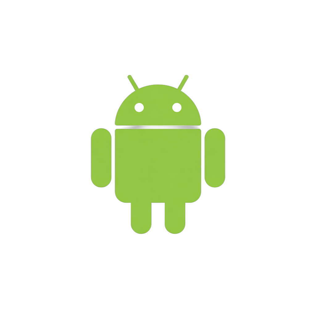 Green android robot mascot icon for mobile app development and technology branding PNG - transparent background